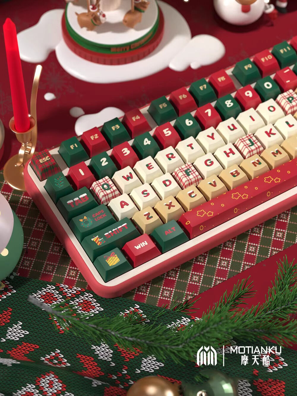 Christmas Eve 104+34 / 54 MDA / Cherry Profile Keycap Set Cherry MX PBT Dye-subbed for Mechanical Gaming Keyboard